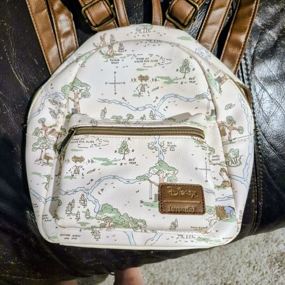 Loungefly Disney Winnie The Pooh Hundred Acre Wood Map Mini Backpack Rare *Read*